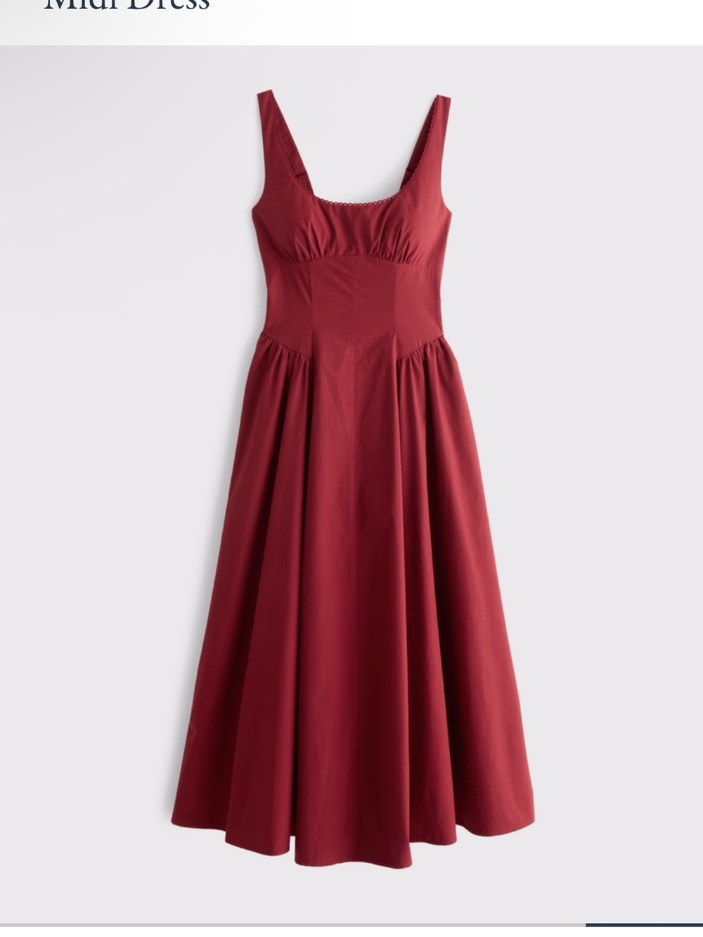 Abercrombie & Fitch Burgundy Midi Dress with Scoop Neck